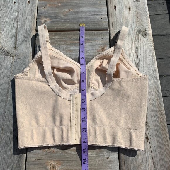 Vintage Y2K 90s Playtex Longline Retro Corset Bra 36B Cream Lace Retro Crop Top - Picture 13 of 13